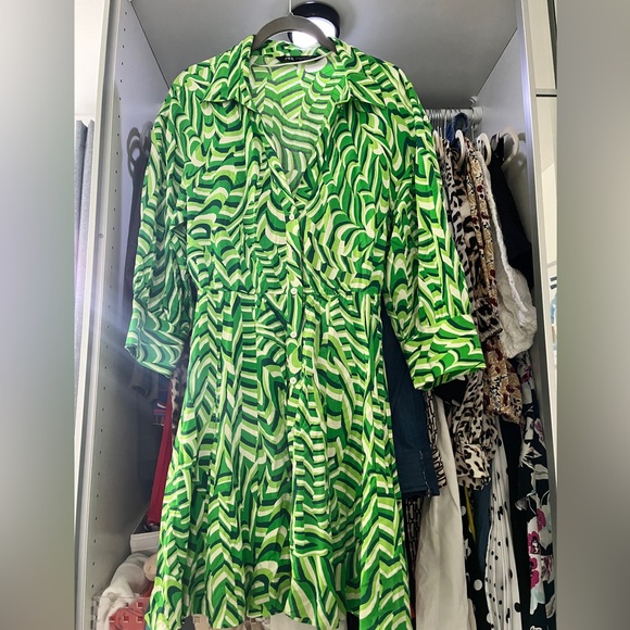 Zara green geometric pattern dress XS - Picture 5 of 7